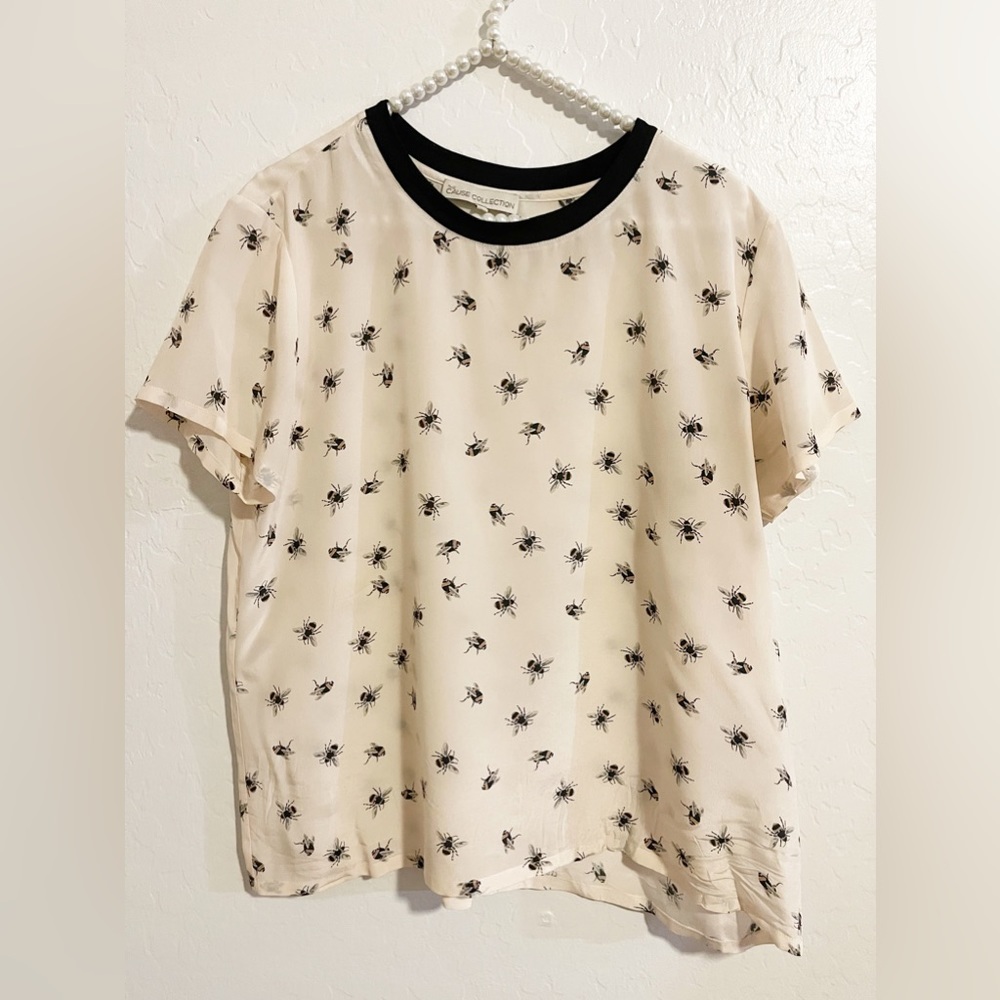 The Cause Collection Silk Bee Print Blouse Size l